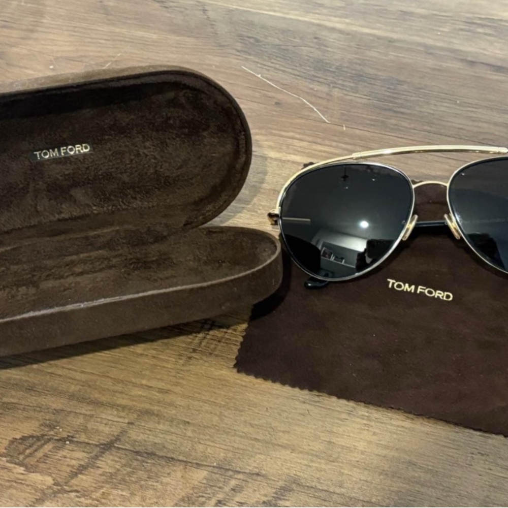 Tom Ford Black and Gold Aviator Sunglasses